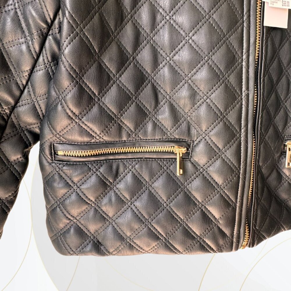 NWT Jason Wu Quilted Faux Leather Zip Front Jacket - Picture 12 of 12